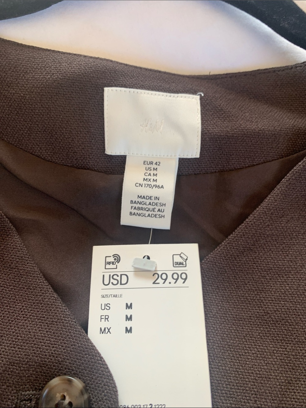 H&M Women's Dark Brown Button Front Vest - Picture 3 of 4